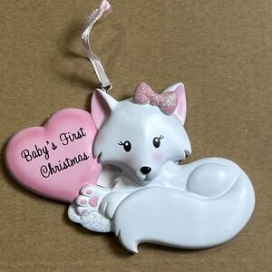 Christmas Holiday Ornament Fox Baby First Christmas‎ Pink Can Be Personalized